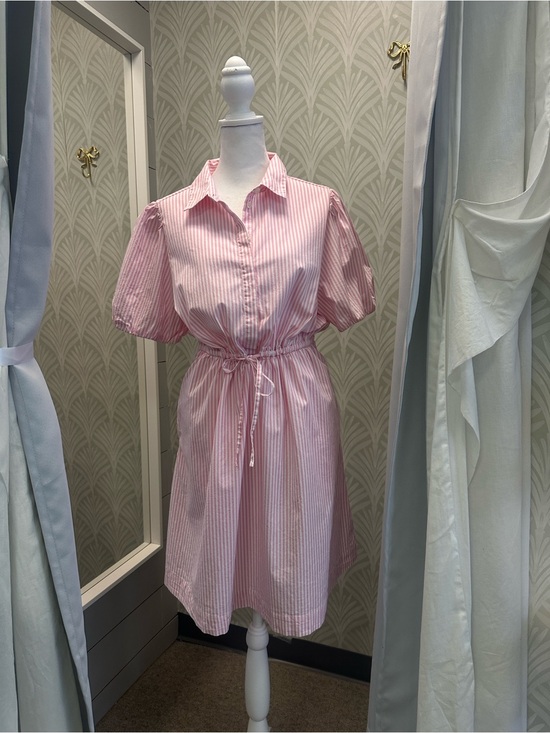 J. Crew Dresses & Skirts - J. Crew Pink and White Striped Button-Up Blouse